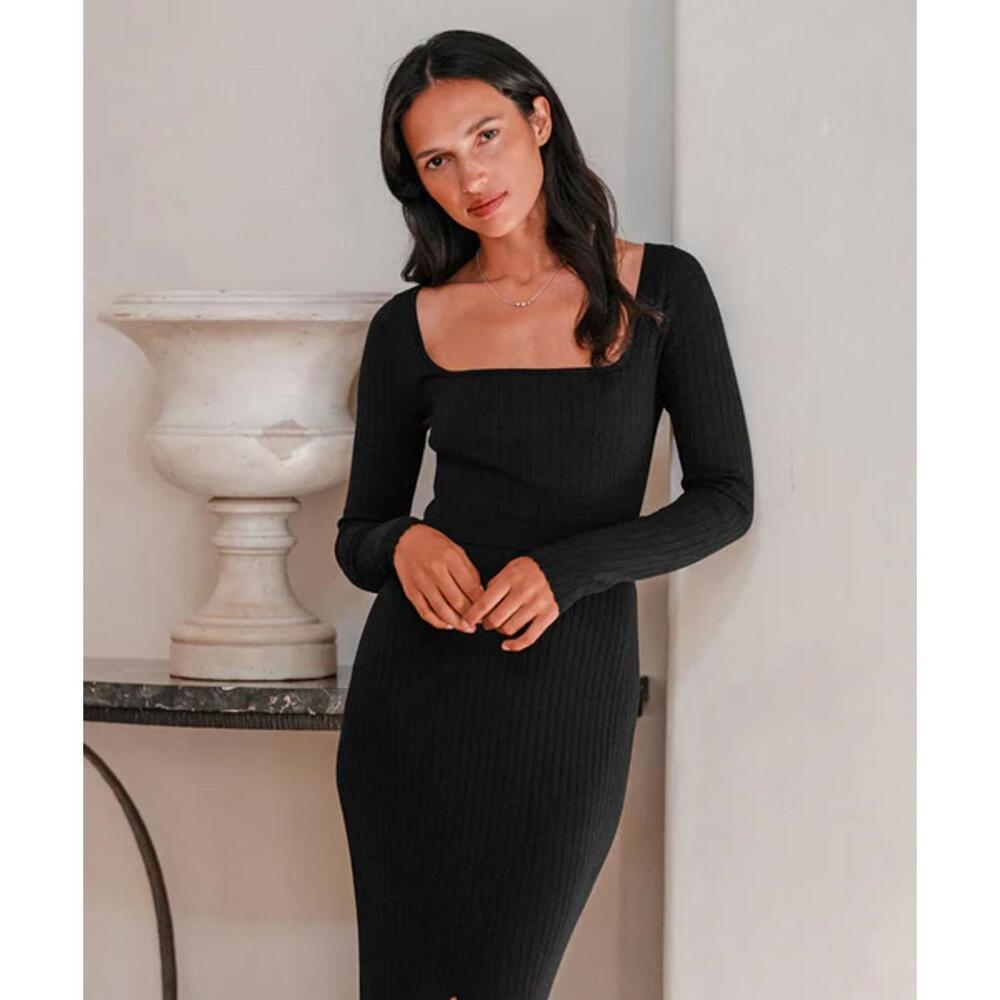 Jenni Kayne Ribbed Long-Sleeve Black Top